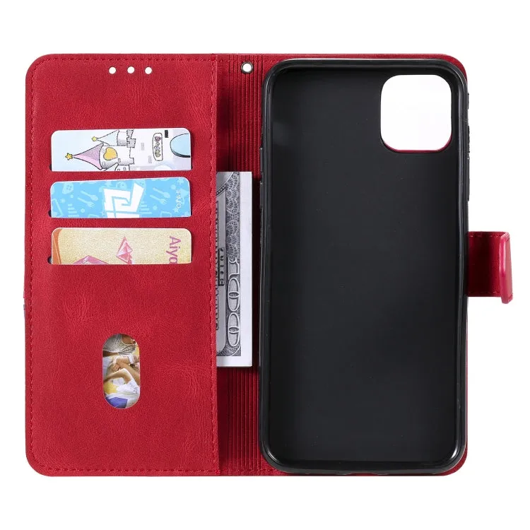 For Xiaomi Mi 11 Three-color Stitching Calf Texture Horizontal Flip Leather Case with Holder