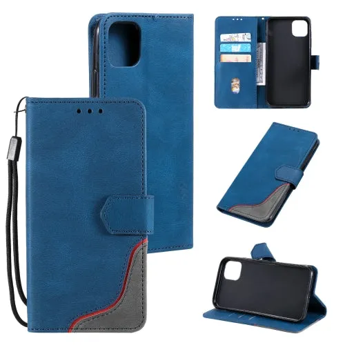 For Xiaomi Mi 11 Three-color Stitching Calf Texture Horizontal Flip Leather Case with Holder