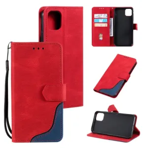 For Xiaomi Mi 11 Three-color Stitching Calf Texture Horizontal Flip Leather Case with Holder