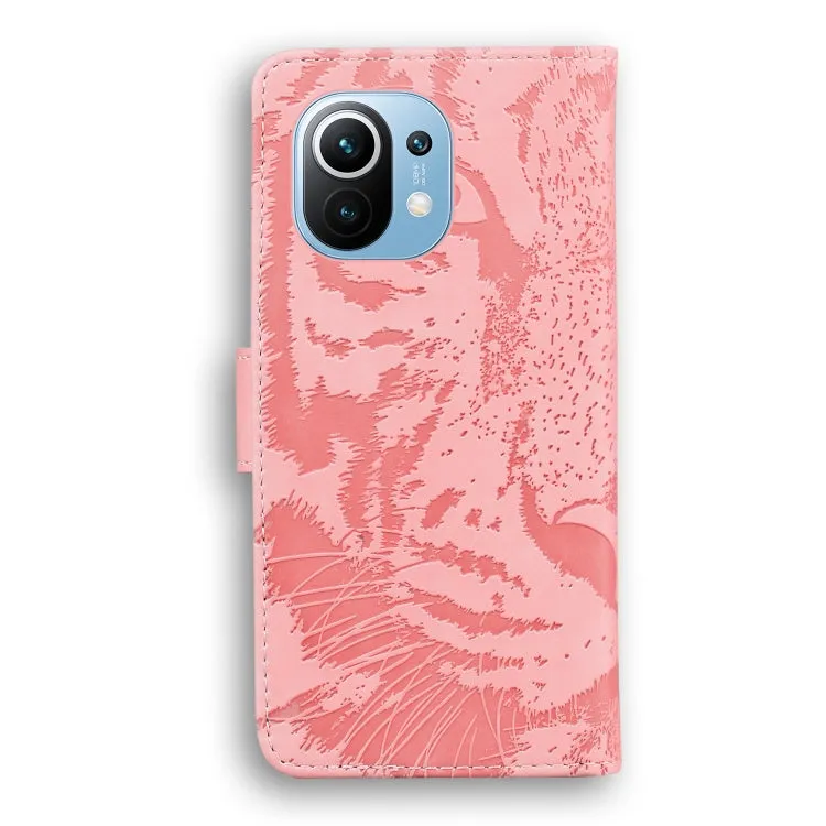 For Xiaomi Mi 11 Tiger Embossing Pattern Horizontal Flip Leather Case with Holder  Card Slots