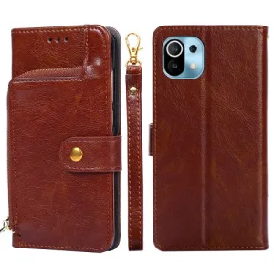 For Xiaomi Mi 11 Zipper Bag PU   TPU Horizontal Flip Leather Case with Holder  Card Slot