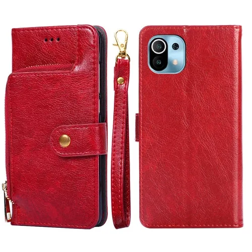 For Xiaomi Mi 11 Zipper Bag PU   TPU Horizontal Flip Leather Case with Holder  Card Slot