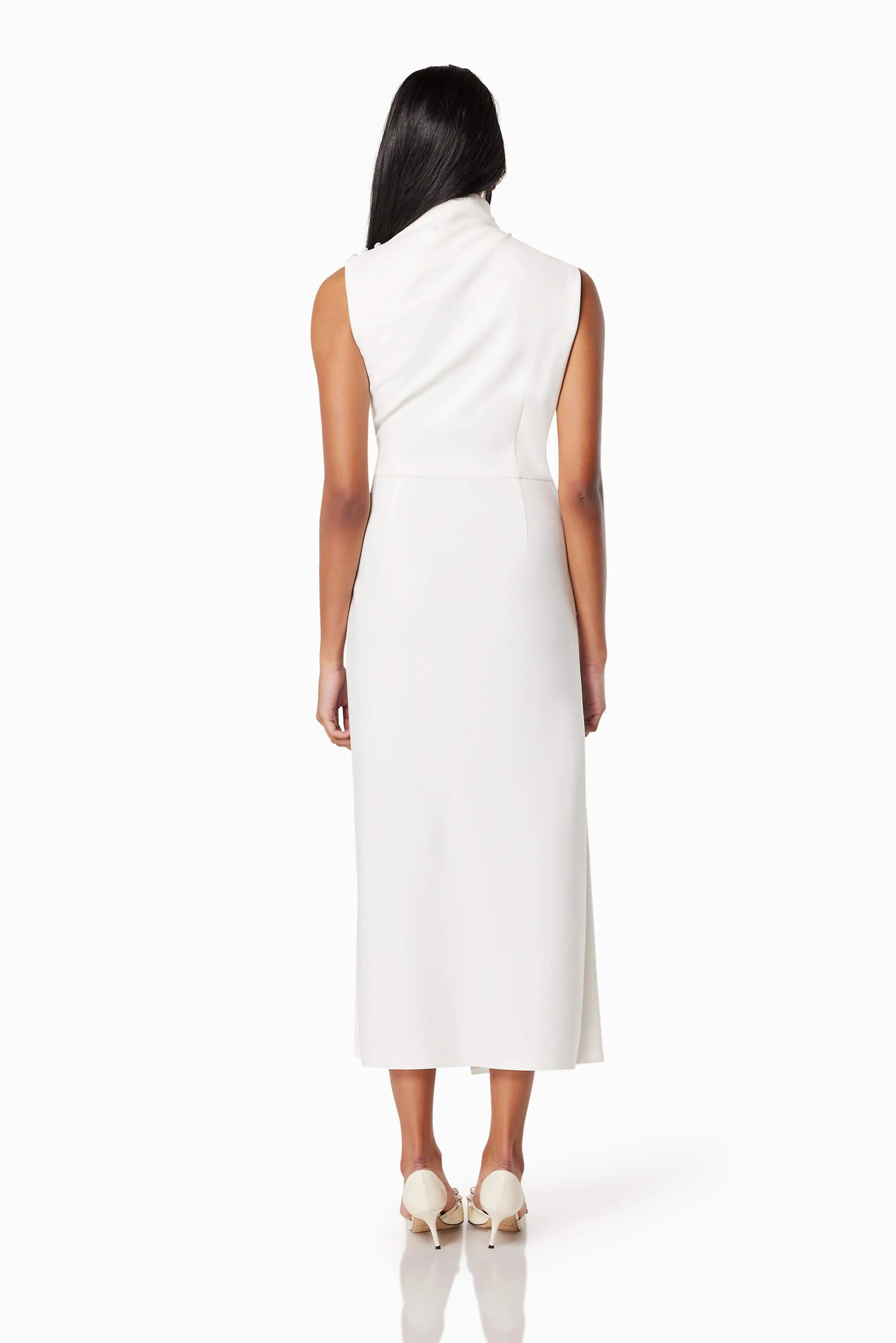 Genoa Fitted Midi Dress In White