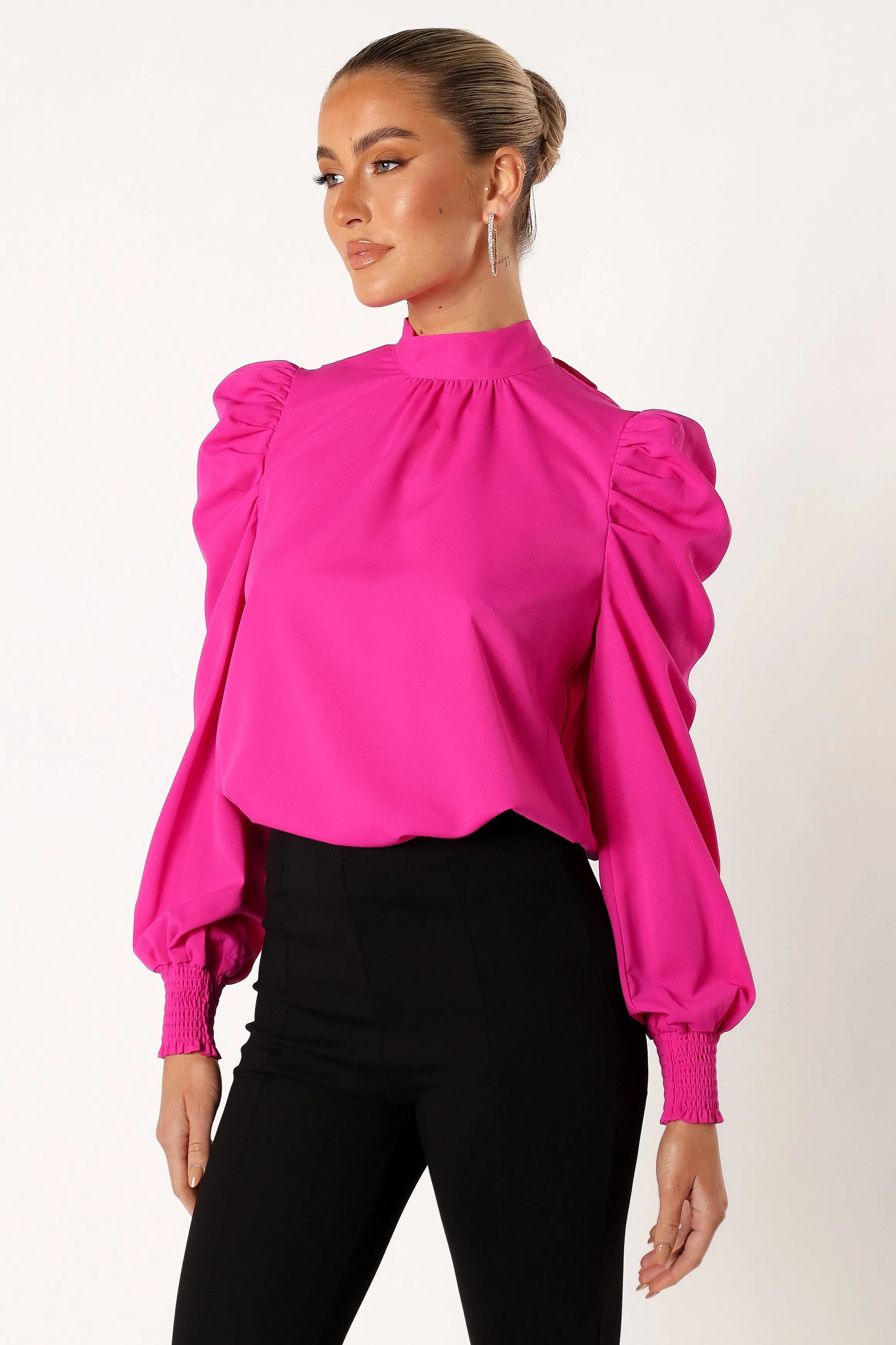 Jenny Puff Sleeve Blouse - Magenta