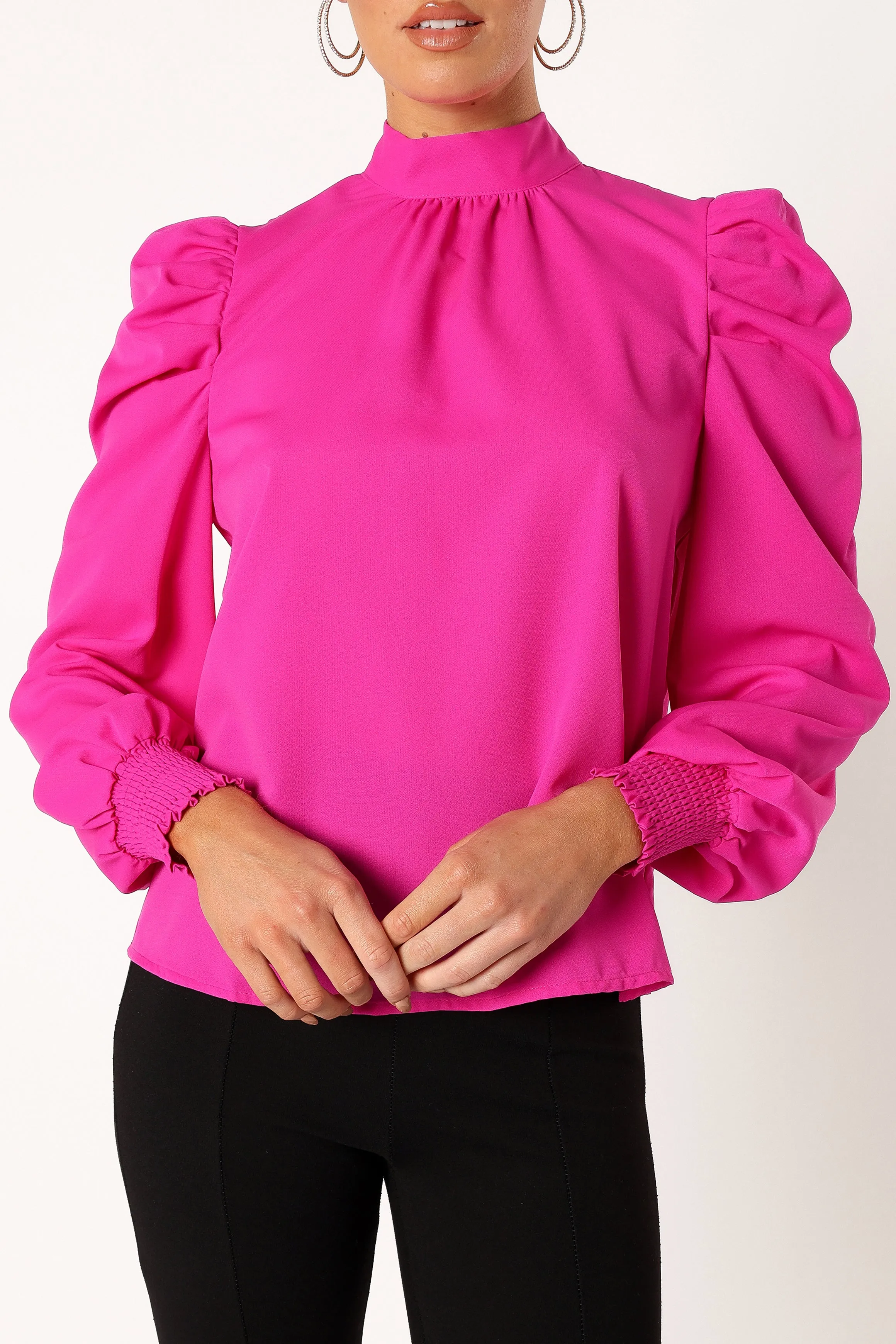 Jenny Puff Sleeve Blouse - Magenta
