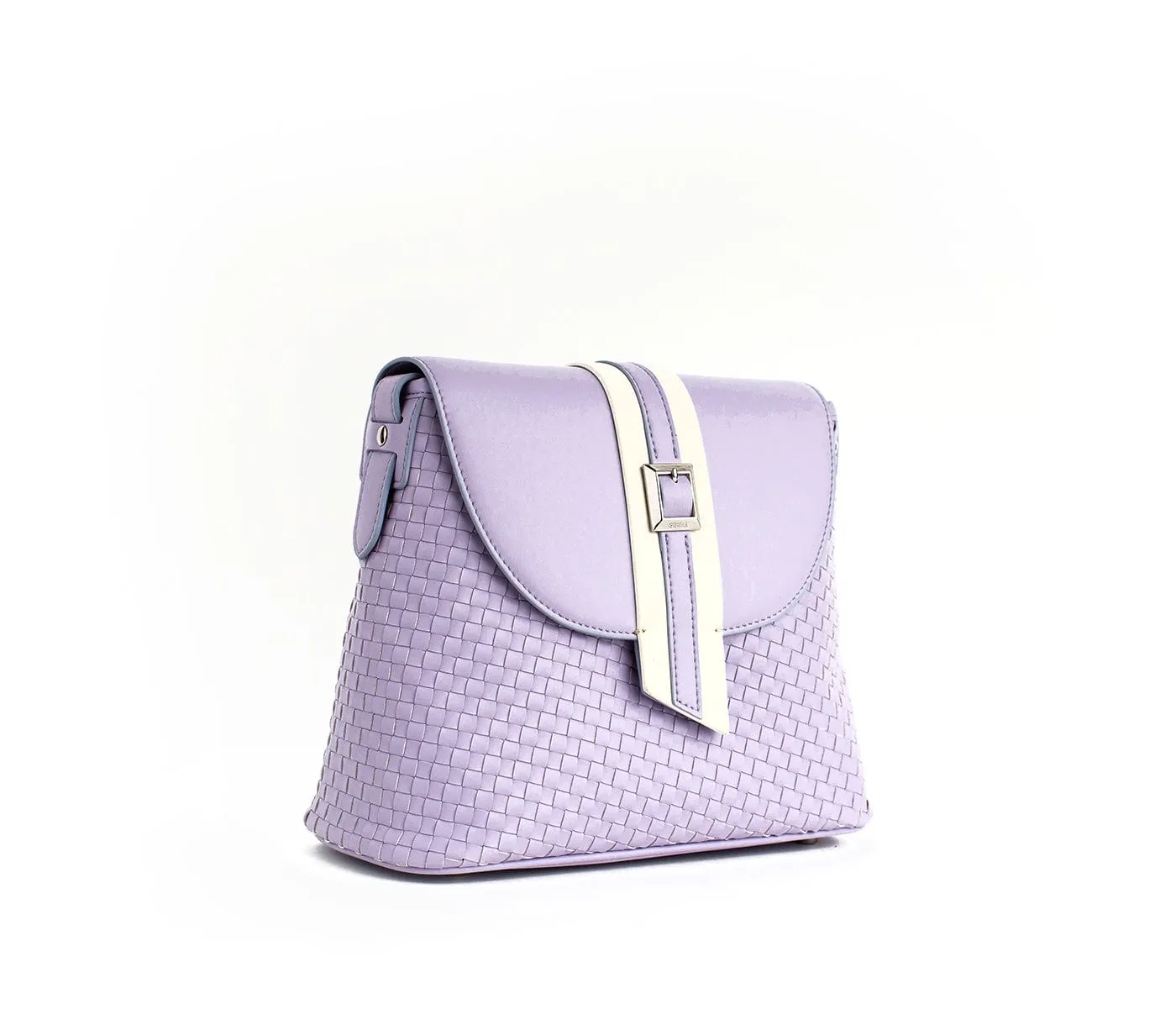 Kate Vegan Leather Basket Weave Crossbody Bag | Lilac