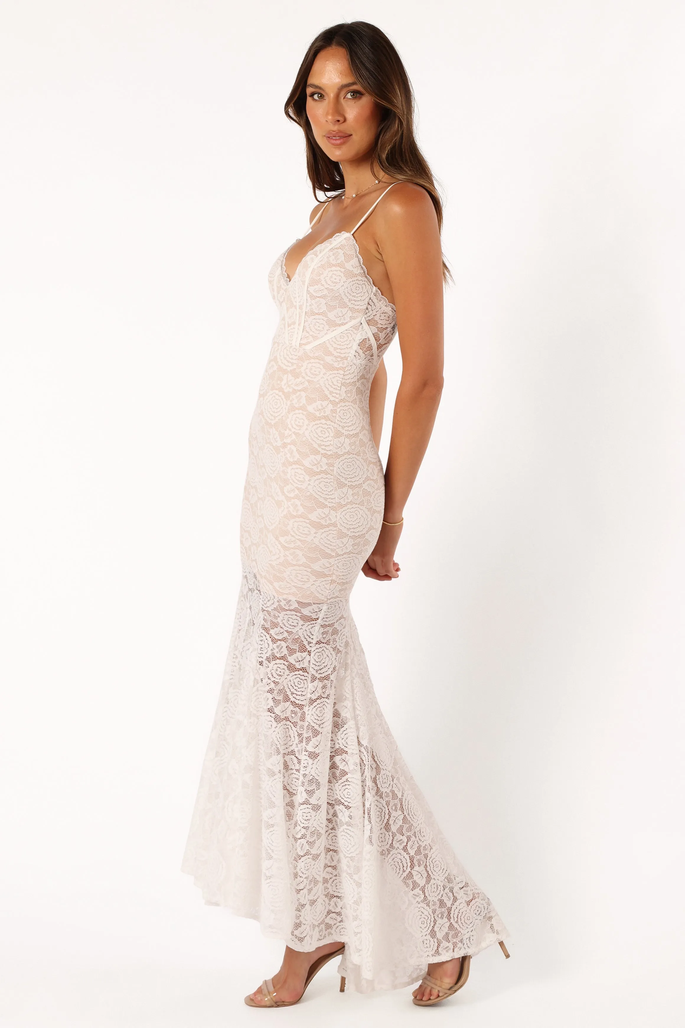 Kinny Lace Maxi Dress - White