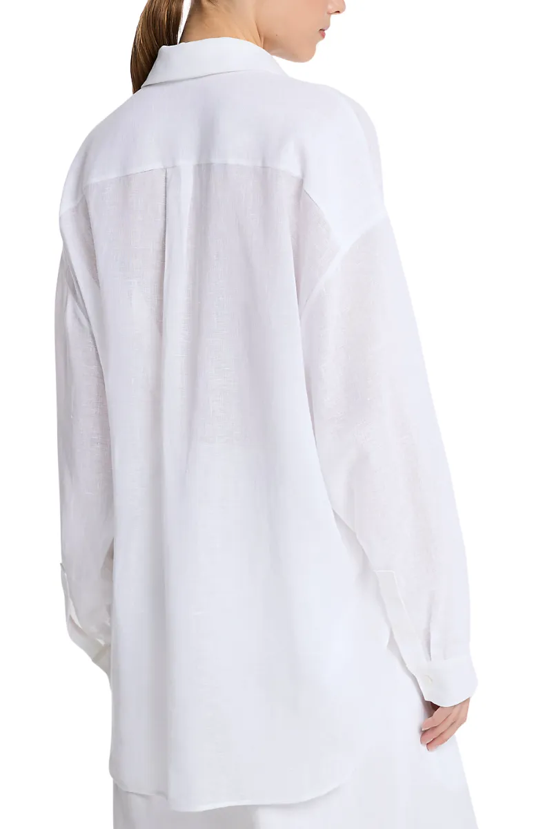 Linen Crepe Gauze Boyfriend Shirt
