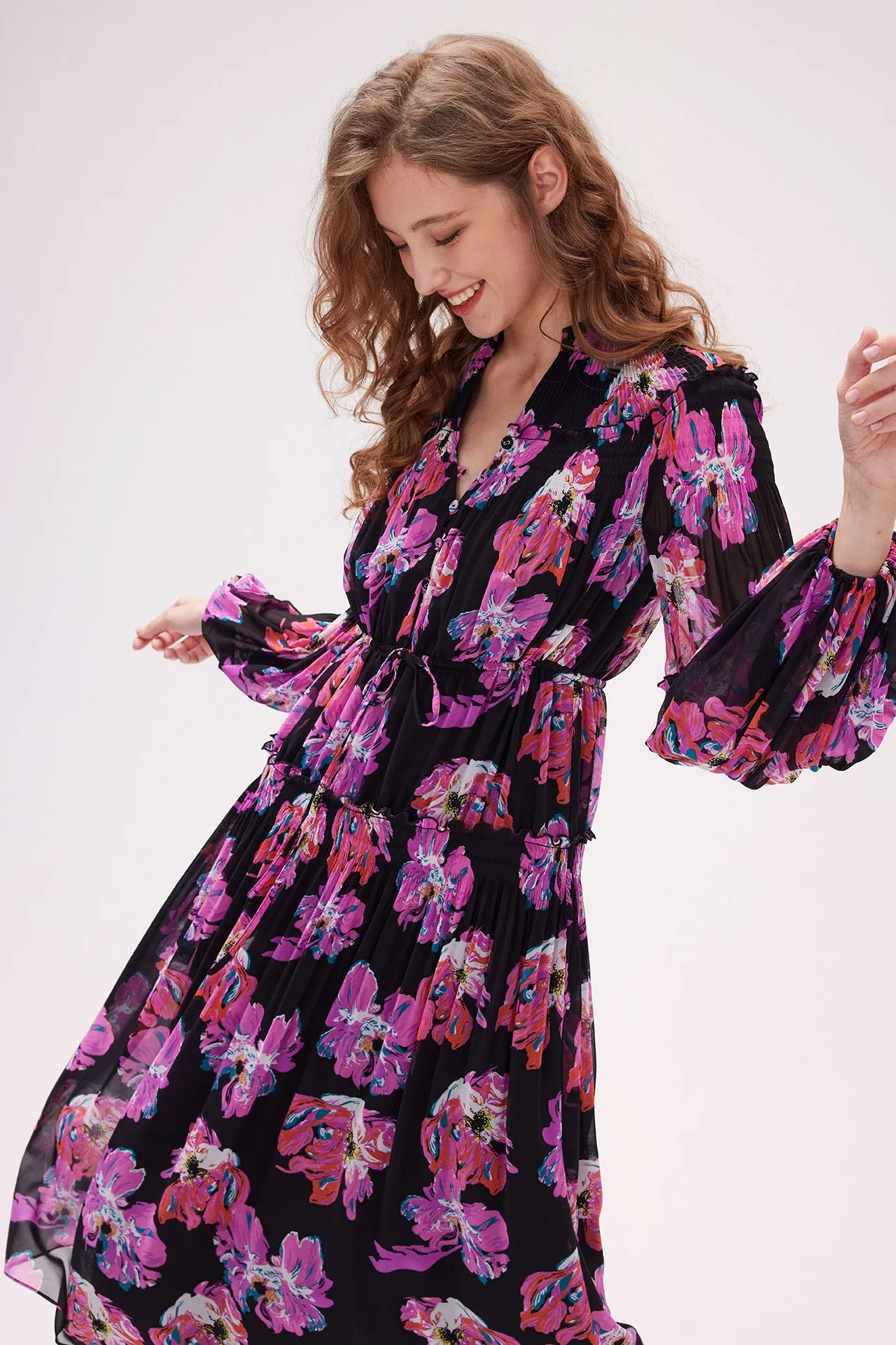 Link Dress In Print Micro Pleats