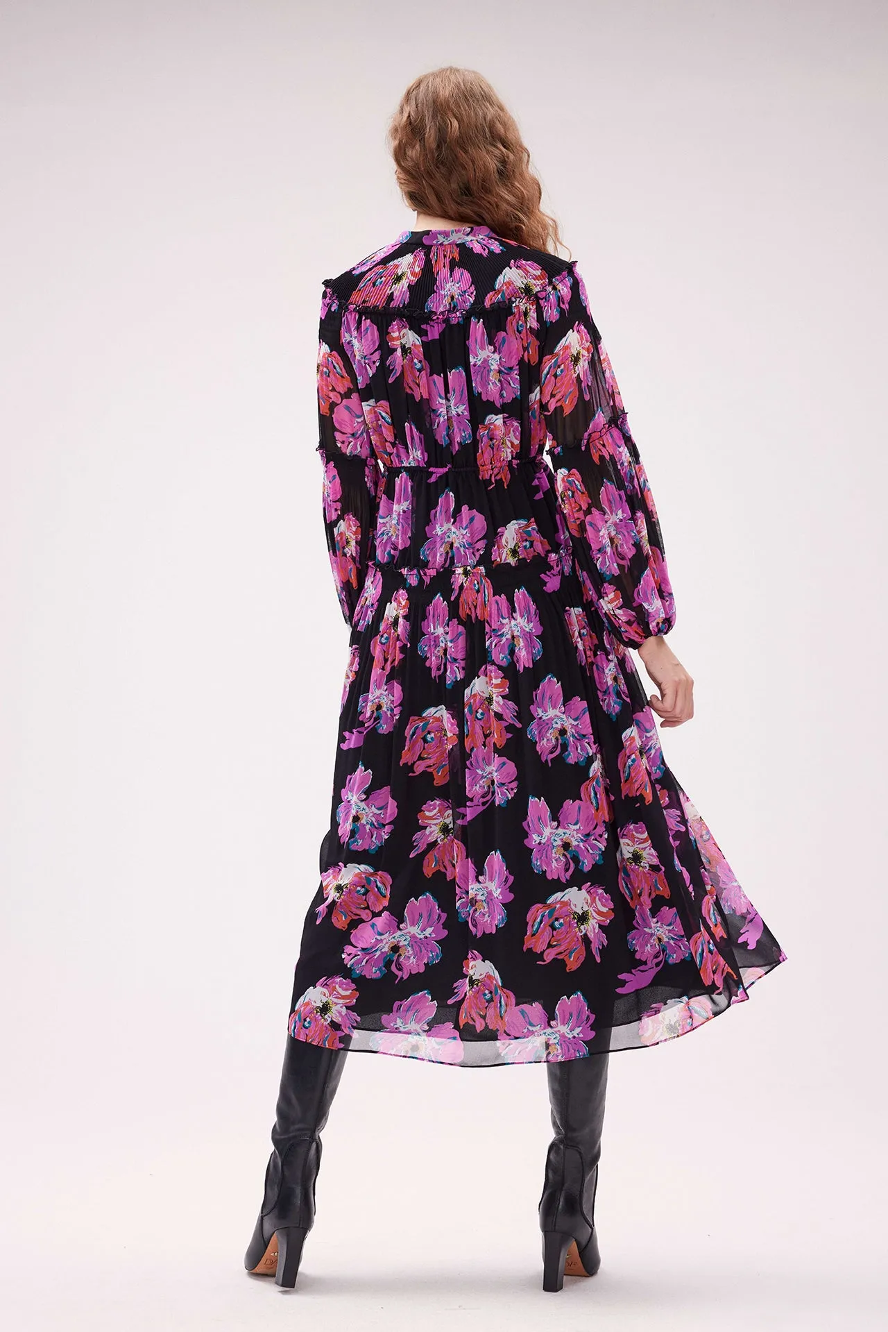 Link Dress In Print Micro Pleats