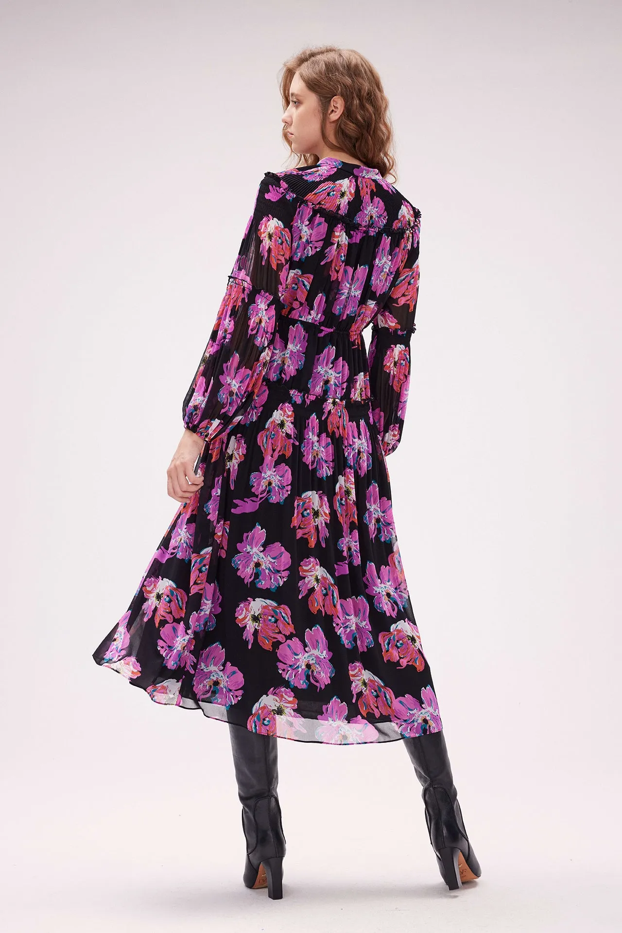 Link Dress In Print Micro Pleats
