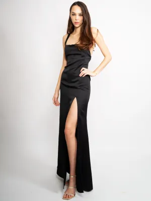 Long Dress in Black Satin