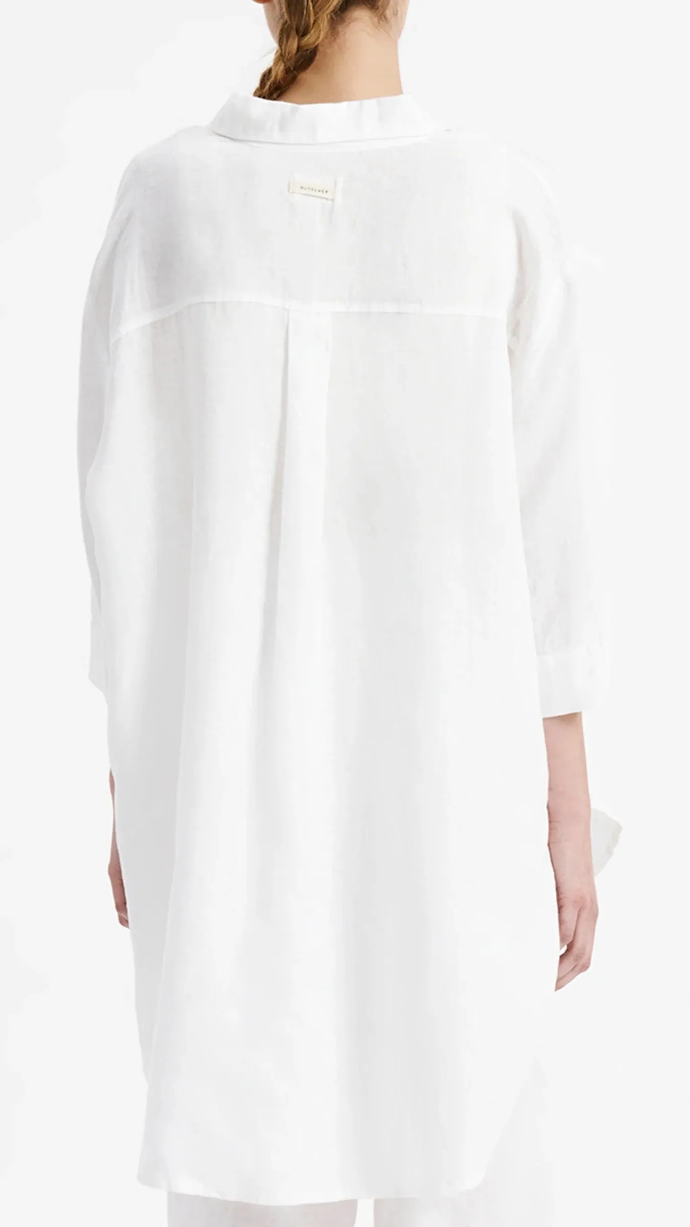 Lounge Linen Longline Shirt - White