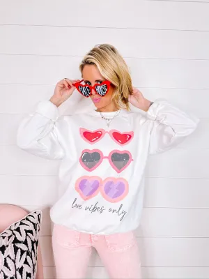 LOVE VIBES SUNNIE SWEATSHIRT - WHITE