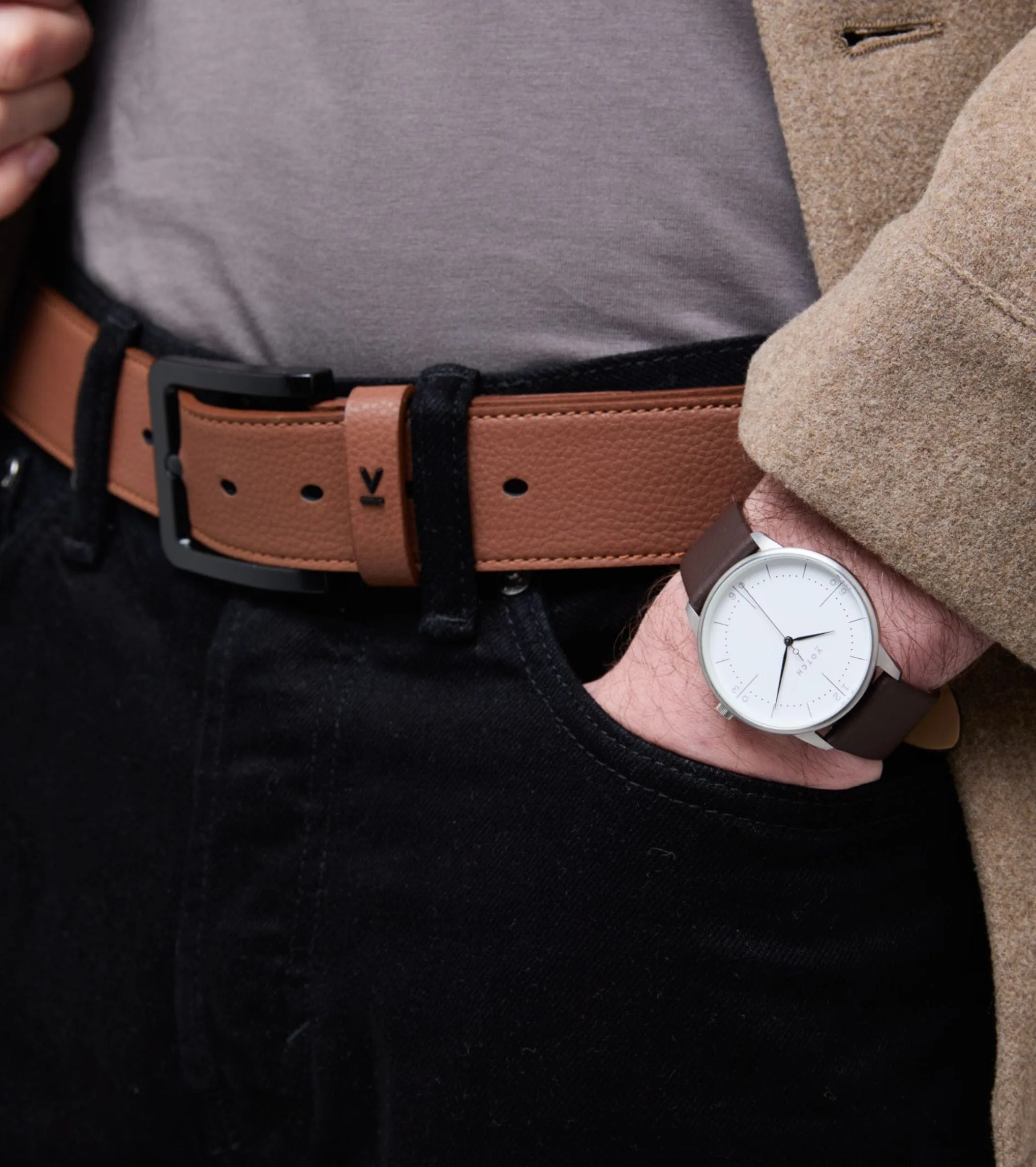 Marley Unisex Vegan Bio-Based Bamboo Classic Belt | Brown