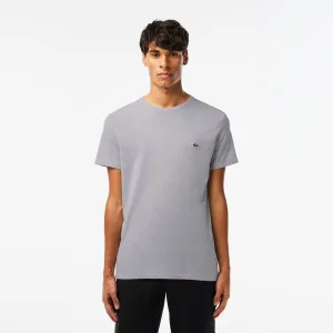 Men's Crew Neck Pima Cotton Jersey T-Shirt  Grey Chine