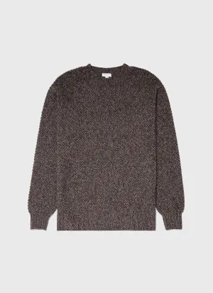 Men's Lambswool Textured Jumper in Coffee Twist