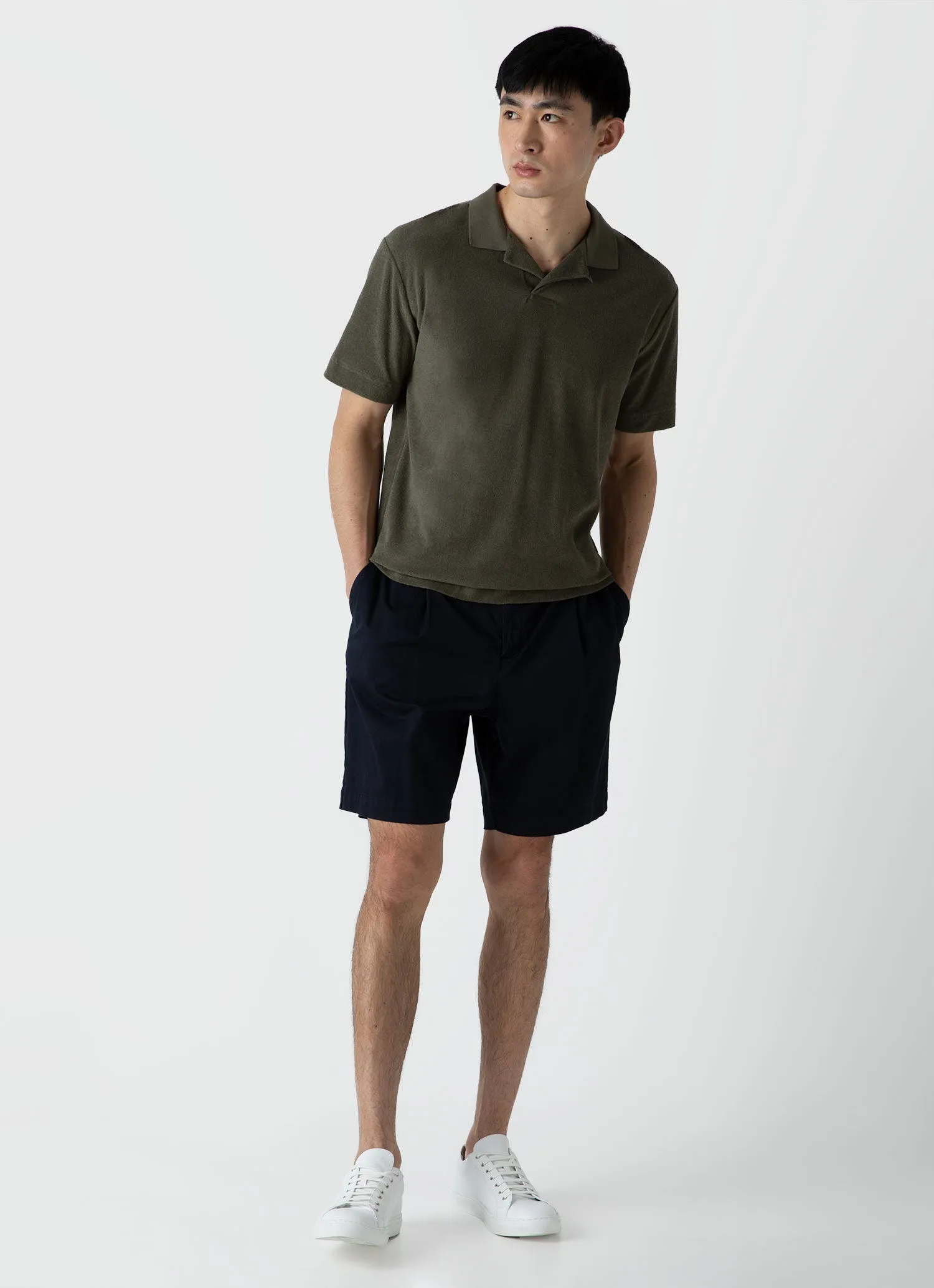 Men's Towelling Polo Shirt in Hunter Green