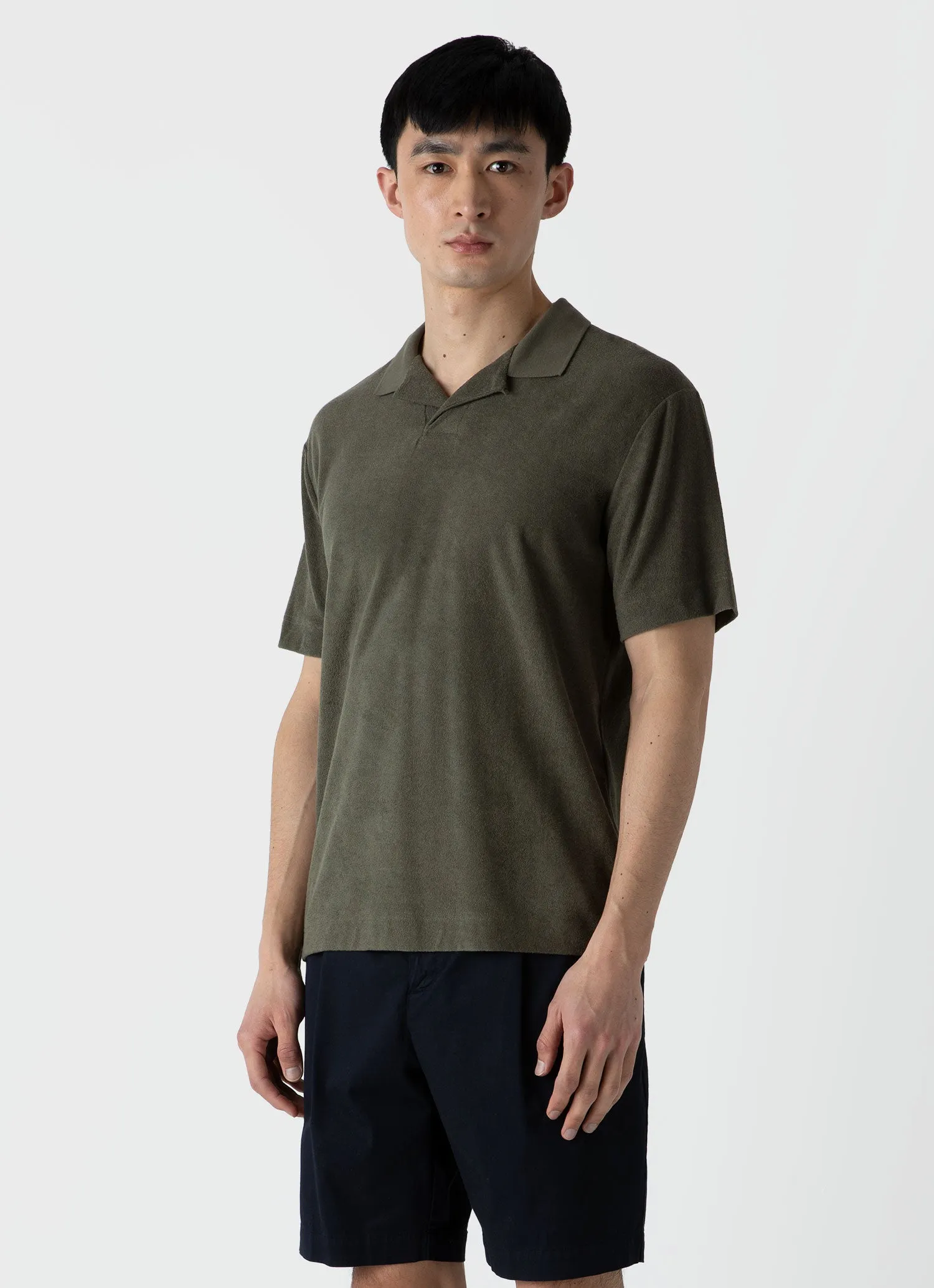 Men's Towelling Polo Shirt in Hunter Green