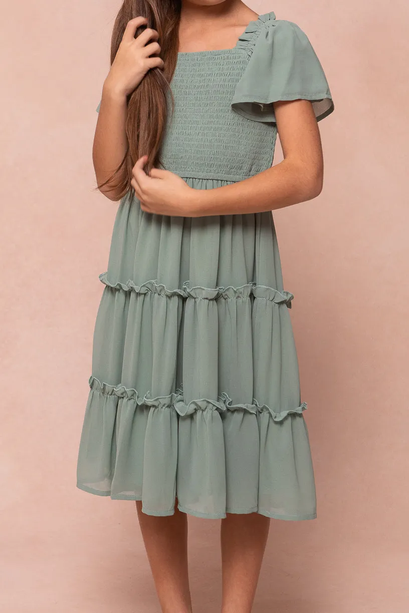 Mini Ellie Dress in Sage Chiffon - FINAL SALE
