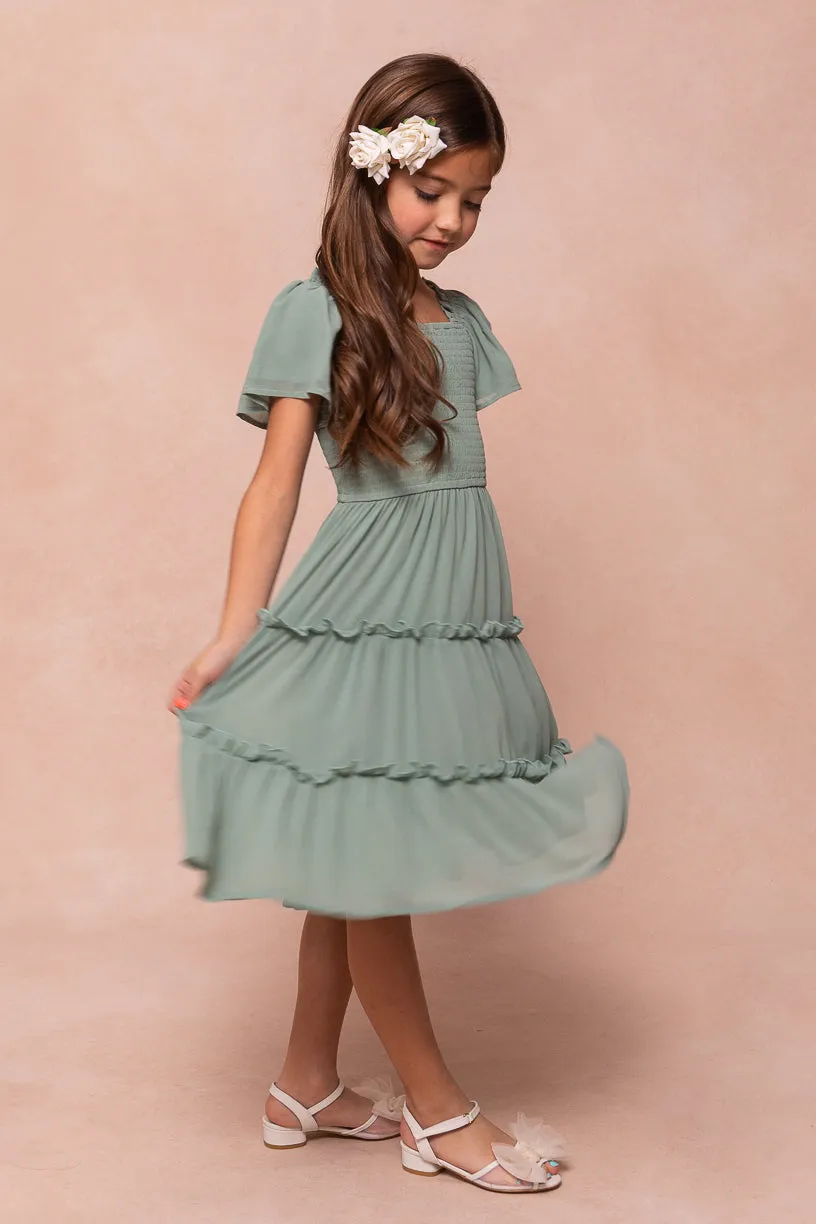 Mini Ellie Dress in Sage Chiffon - FINAL SALE