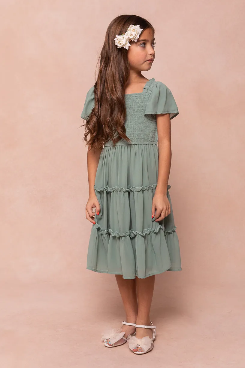 Mini Ellie Dress in Sage Chiffon - FINAL SALE