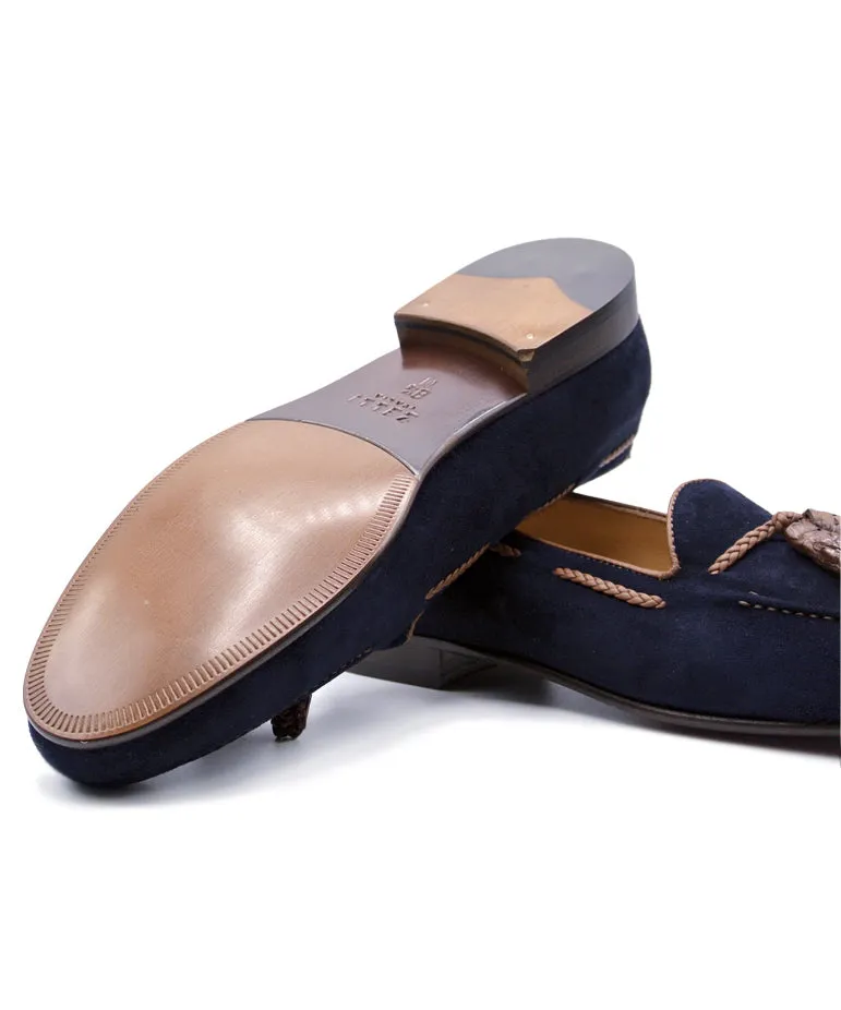 NAPLES Italian Kid Suede with Embossed Crocodile Tassel Loafer