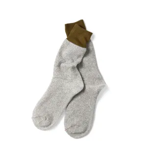 Rototo Double Face Crew Sock Olive / Gray