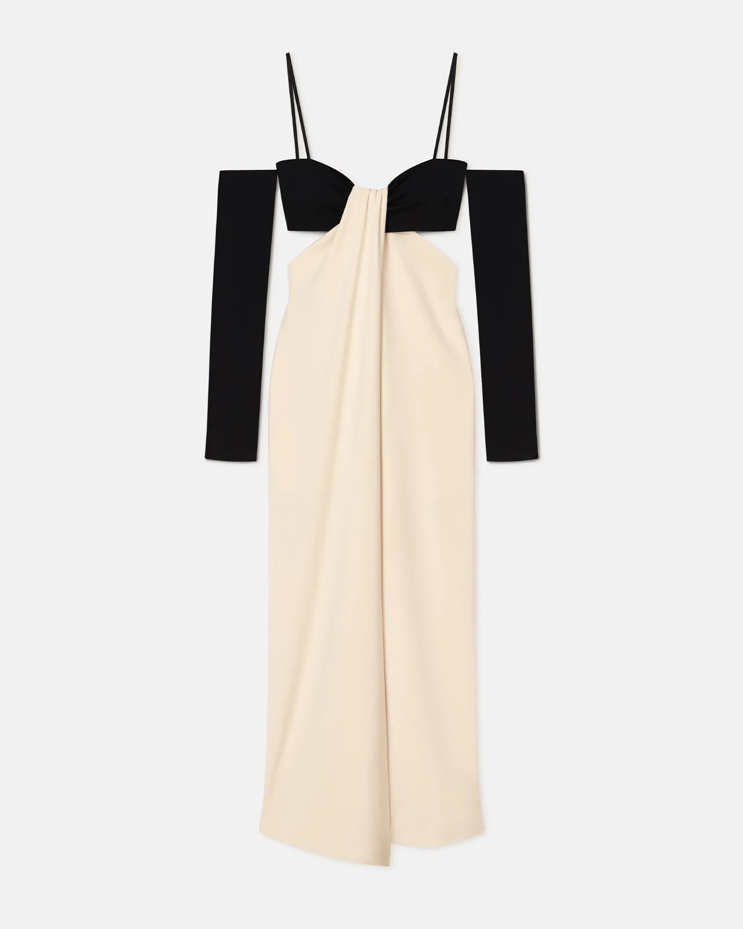 Selly - Draped Georgette and Jersey Dress - Butter/Black