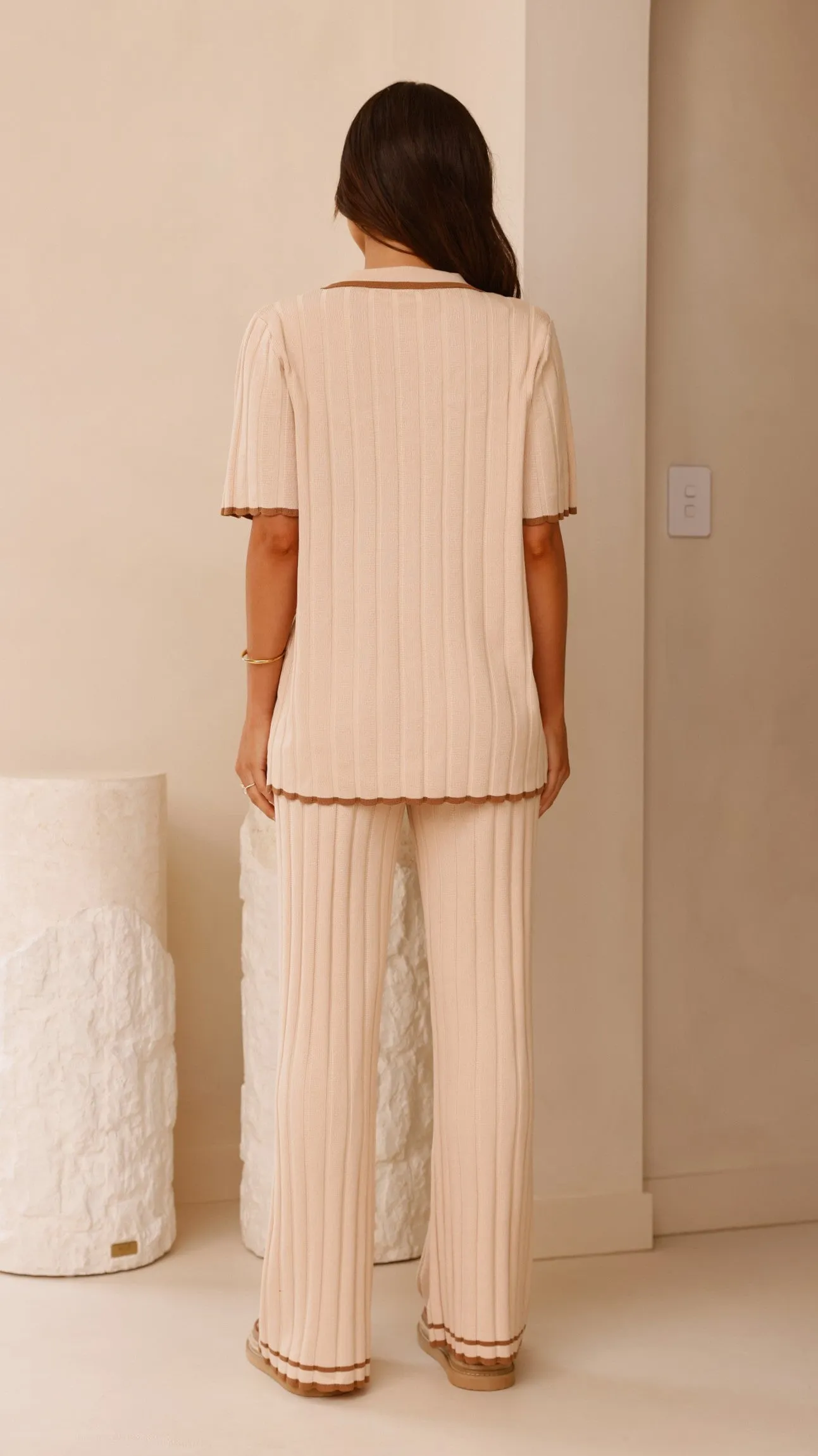 Shaylie Button Up Shirt - Beige