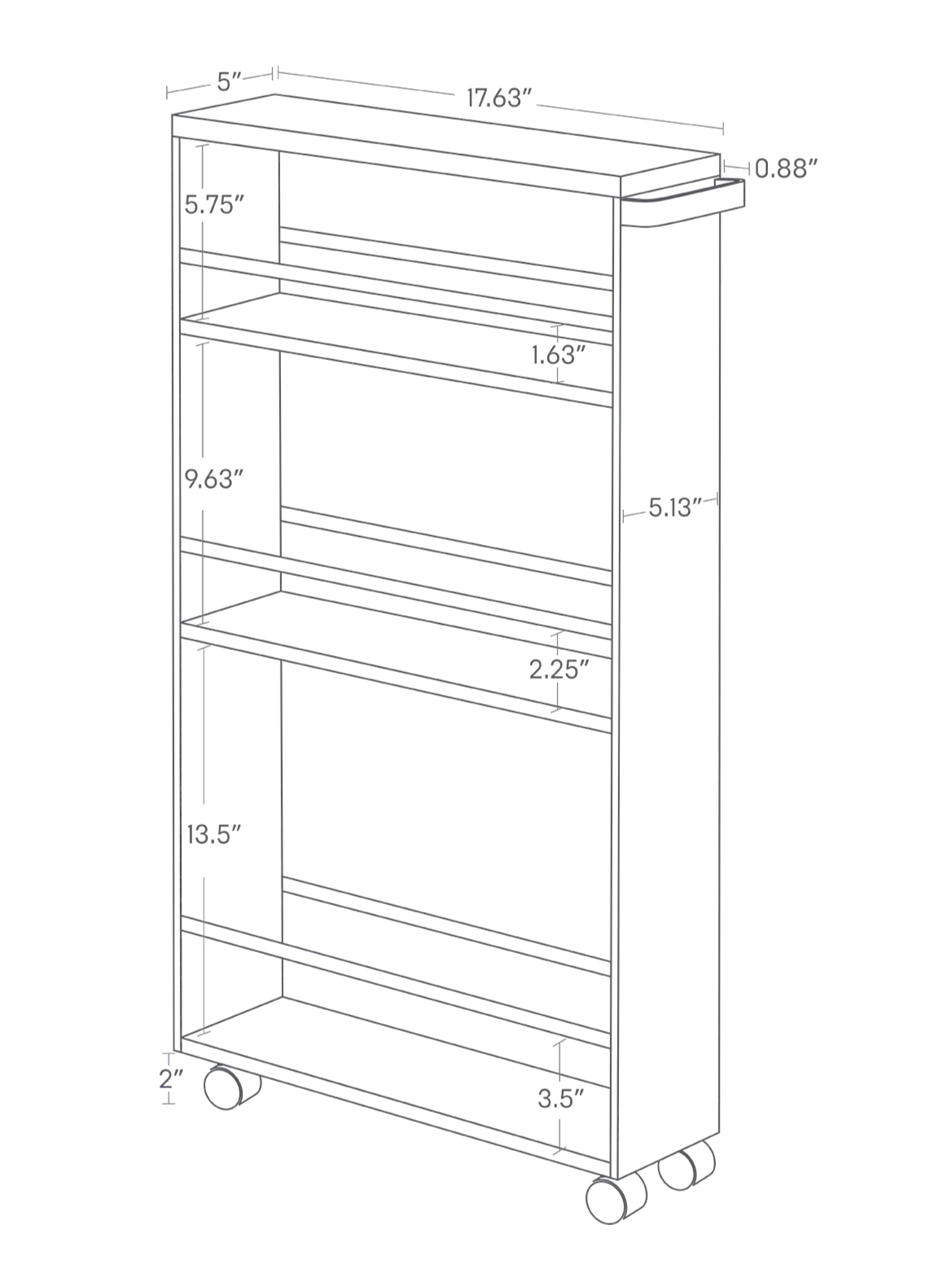 Slim Storage Cart (32 H)  - Steel