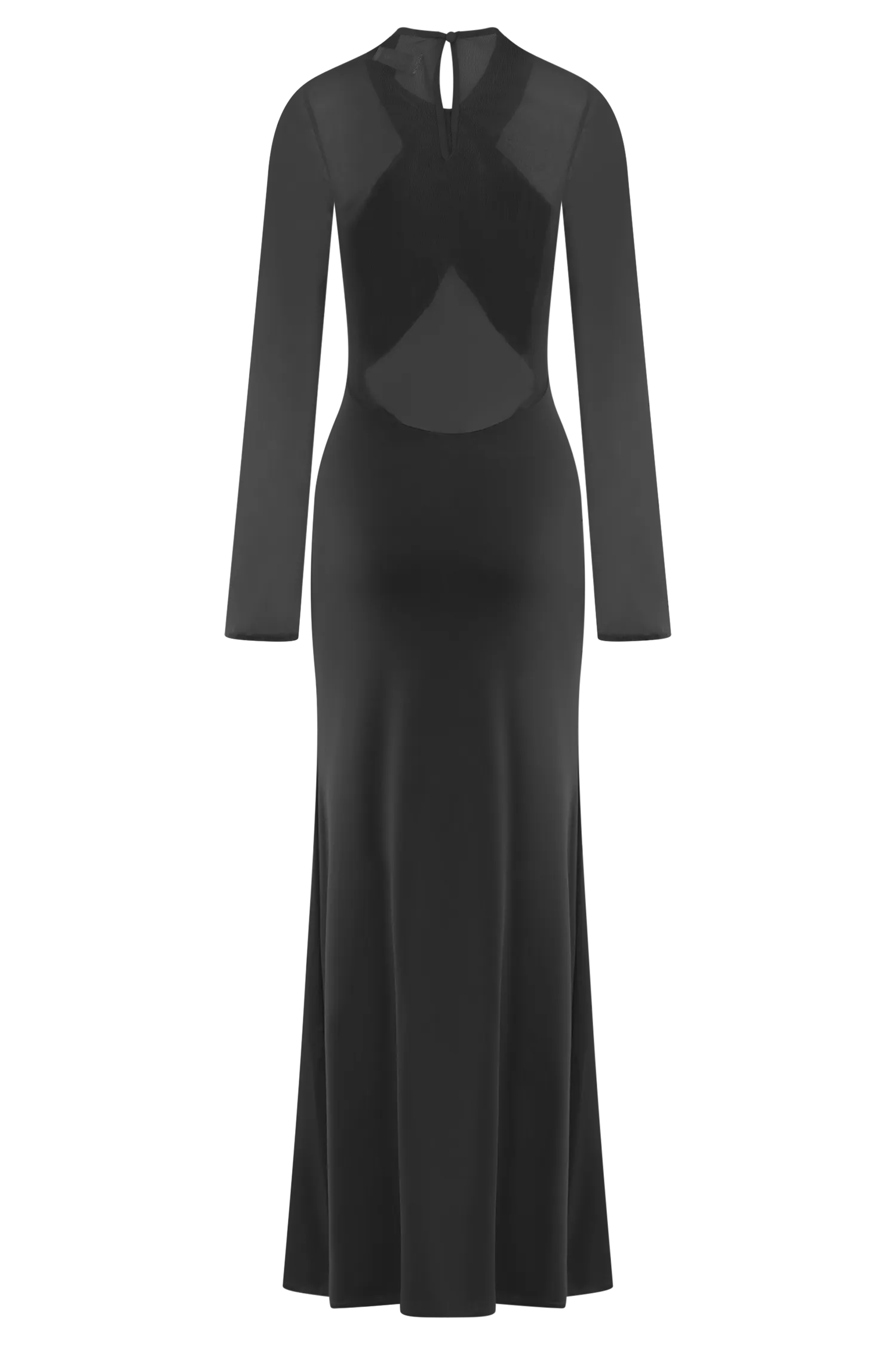 Tania Slinky And Mesh Long Sleeve Maxi Dress - Black