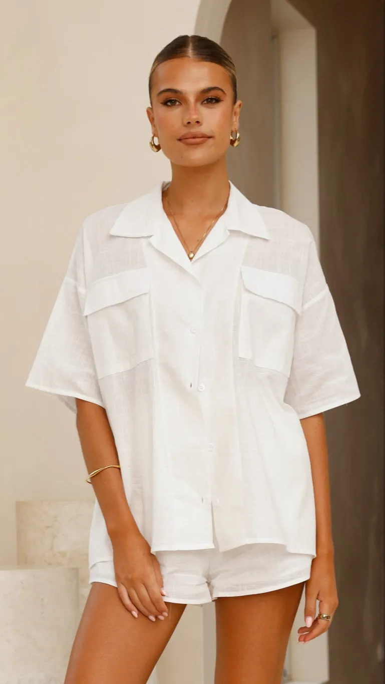 Teela Open Back Shirt and Shorts Set - White