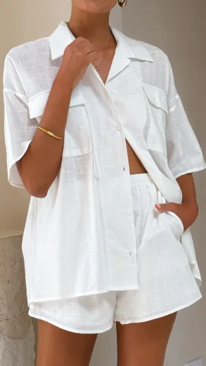 Teela Open Back Shirt and Shorts Set - White