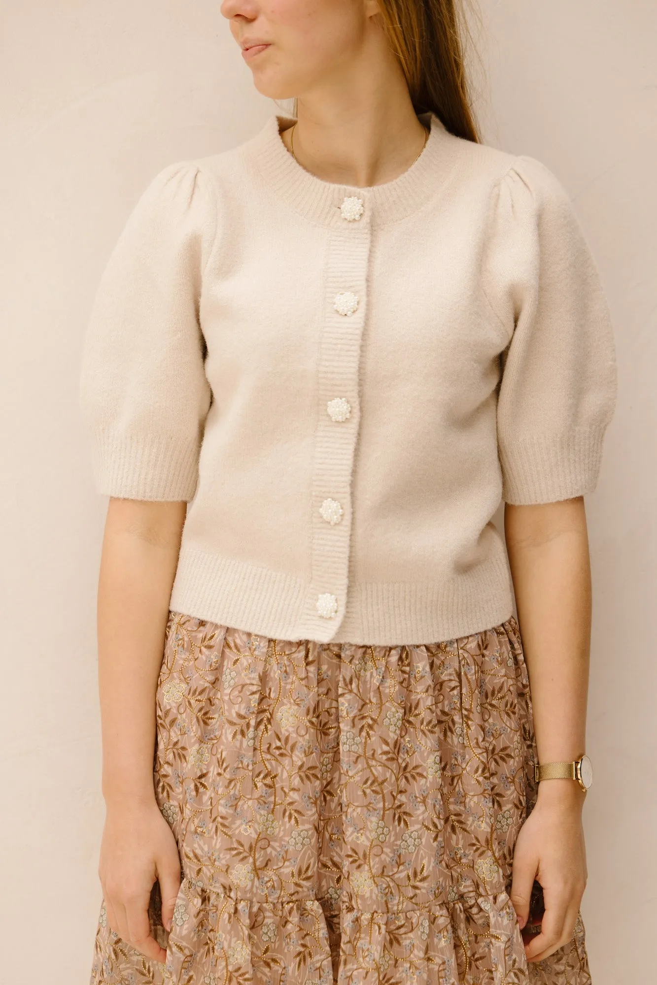 Trudy deco knit cardigan ivory