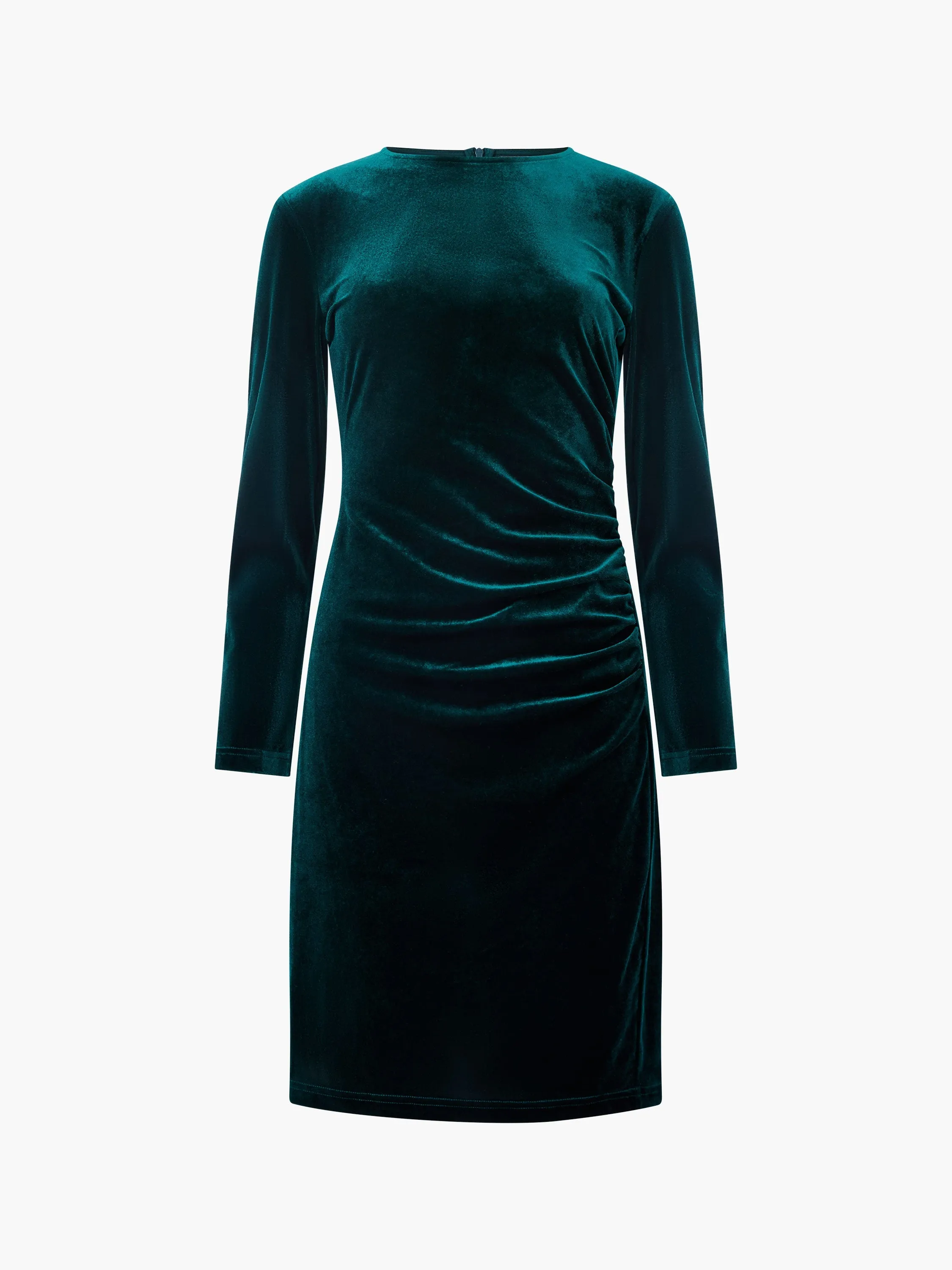 Velvet Ruched Long Sleeve Mini Dress