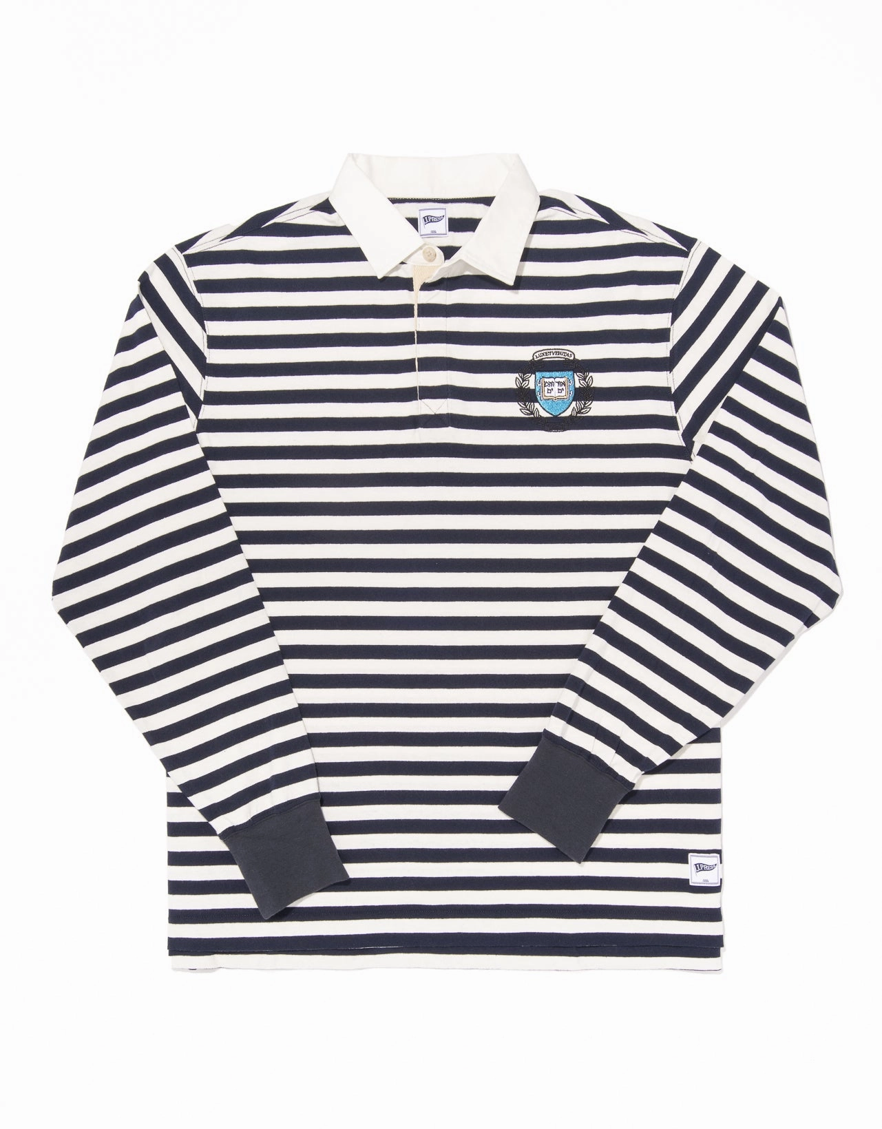 WHITE YALE STRIPED RUGBY SHIRT