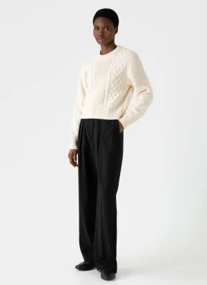 Women's Lambswool Cable Knit Jumper in Ecru